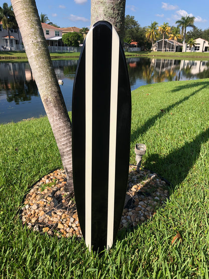 Sleek Black & White Twist Surfboard Wall Art and Decor | Customizable | Wood Surfboard Decor, Beach House Coastal Decoration, Surf Decor