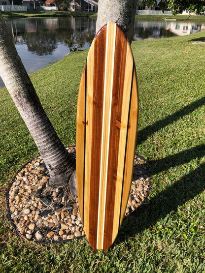 Vintage Pinstripe Surfboard Wood Wall Art & Decor | Customizable | Surfboard Decor, Beach House Decor, Coastal Decor