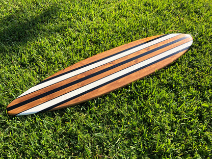 Vintage Black & White Twist Wood Surfboard Wall Art Home Decor | Customizable | Luxury Coastal Decor, Decorative Surfboard, Surfboard Art