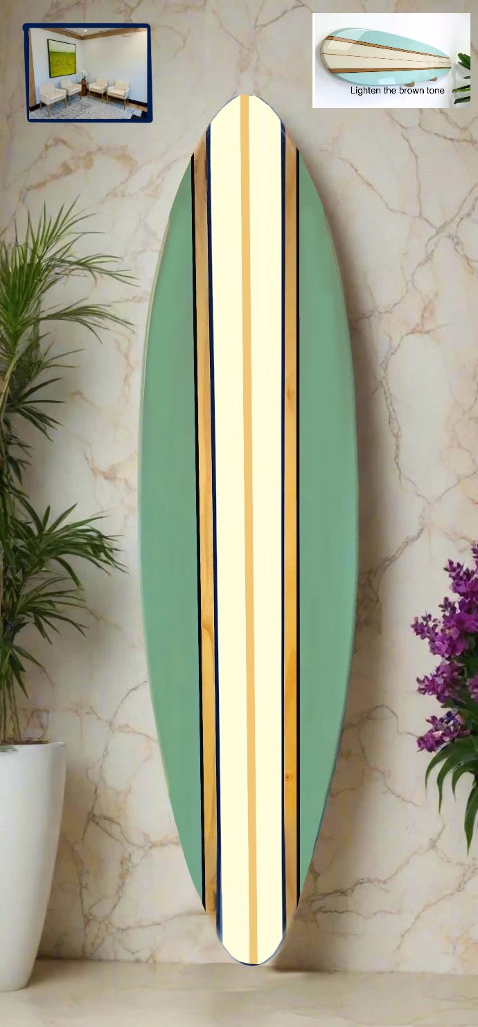 Custom 6ft Vertical Decorative Wooden Surfboard Artwork