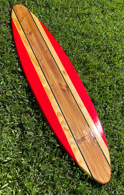 Red Rail Classic Style Surfboard Wall Art & Decor | Customizable | Wood Surfboard Decor, Beach House Decor, Coastal Decoration