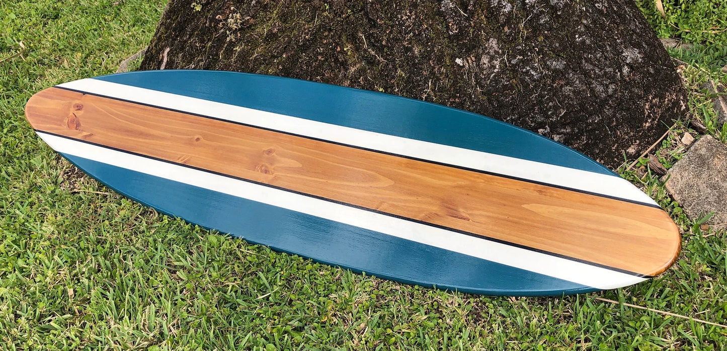 Seaside Blue Surfboard Wood Wall Art & Decor | Customizable | Surfboard Decor, Beach House Decor, Coastal Decor