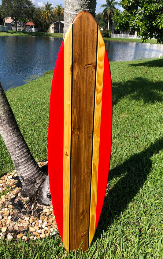 Red Rail Classic Style Surfboard Wall Art & Decor | Customizable | Wood Surfboard Decor, Beach House Decor, Coastal Decoration