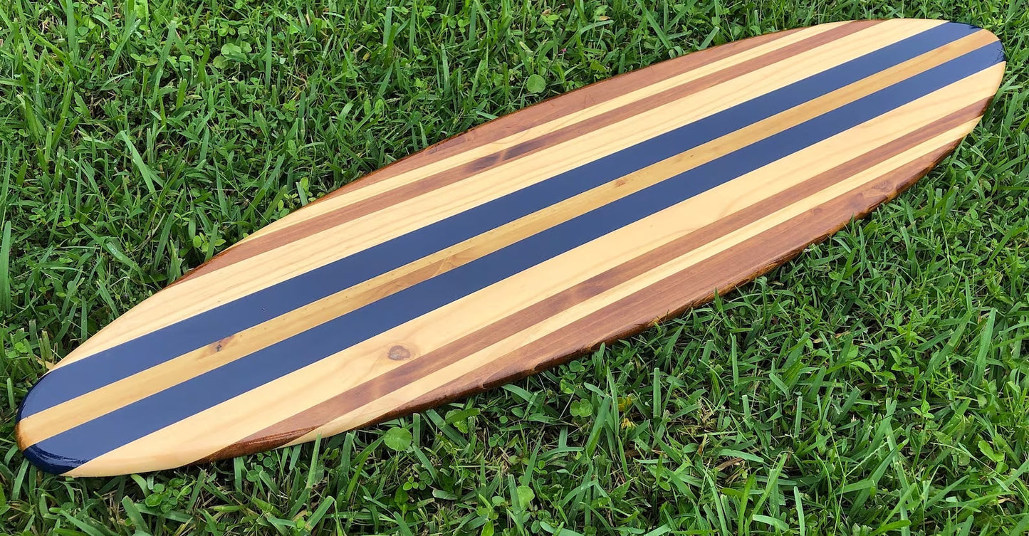 Navy Blue Vintage Style Surfboard Wall Art & Decor | Customizable | Wood Surfboard Decor, Beach House Decor, Coastal Decor