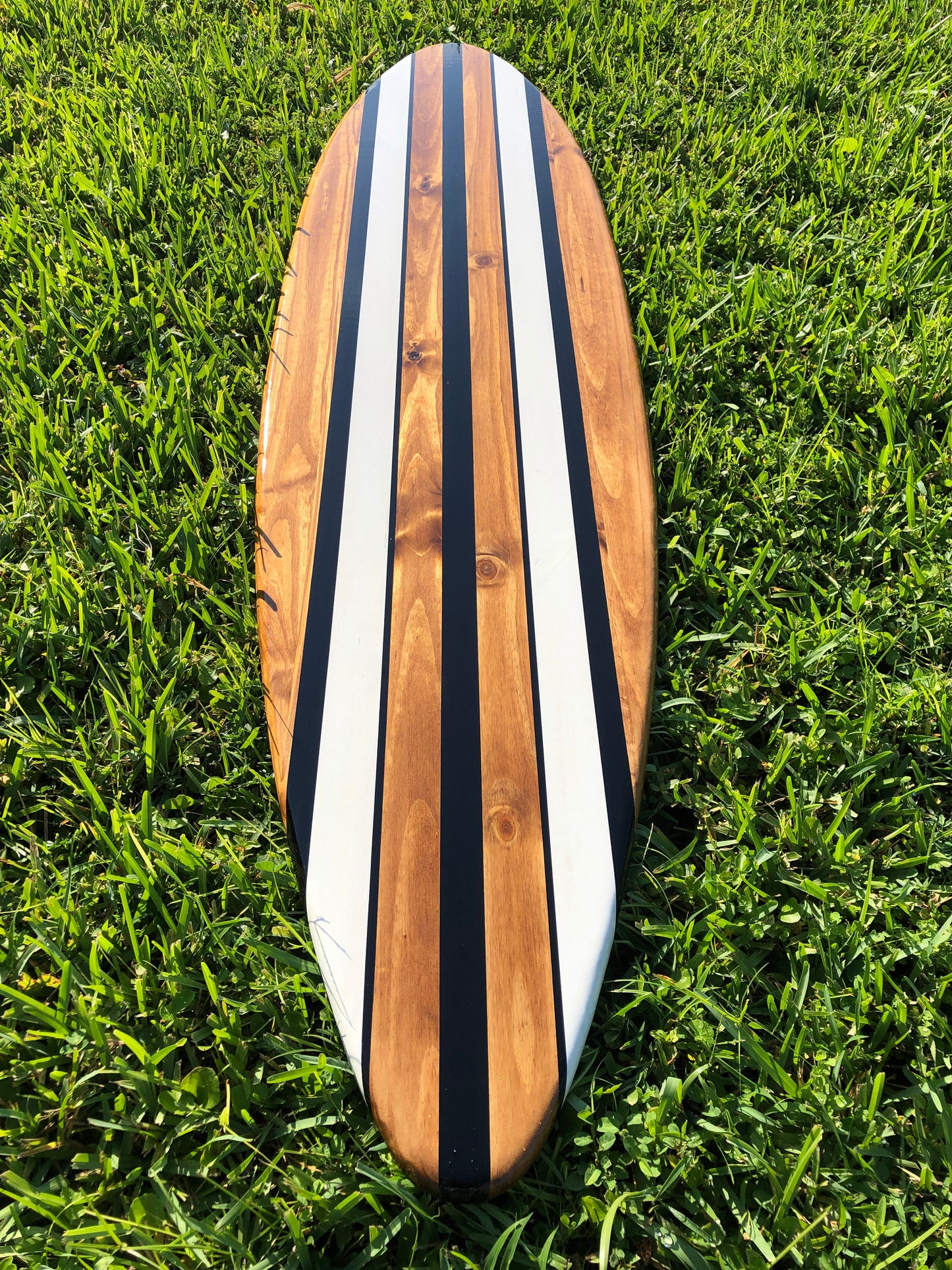 Vintage Black & White Twist Wood Surfboard Wall Art Home Decor | Customizable | Luxury Coastal Decor, Decorative Surfboard, Surfboard Art