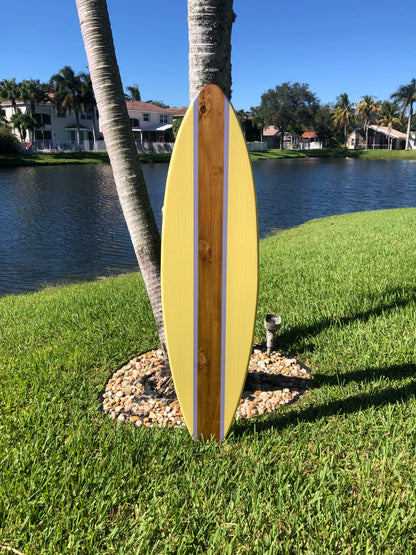 Yellow Pastel Surfboard Wall Art & Decor | Customizable | Wood Surfboard Decor, Beach House Decor, Coastal Decor