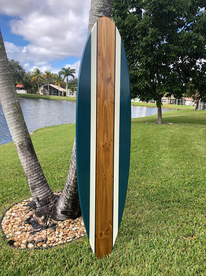 Seaside Blue Surfboard Wood Wall Art & Decor | Customizable | Surfboard Decor, Beach House Decor, Coastal Decor