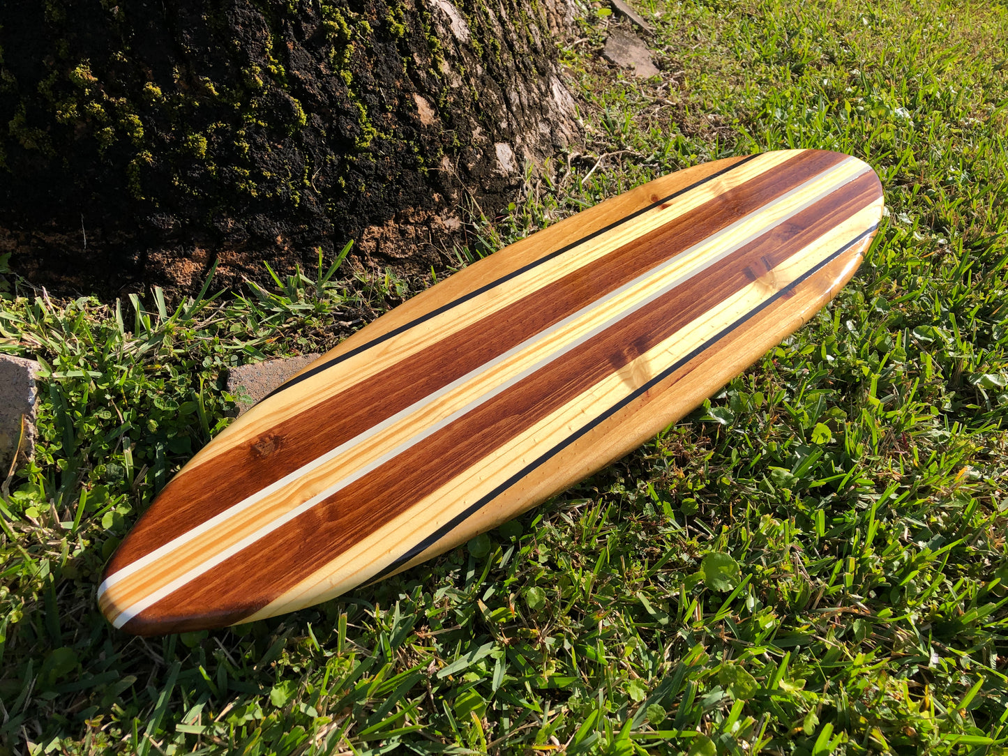 Vintage Pinstripe Surfboard Wood Wall Art & Decor | Customizable | Surfboard Decor, Beach House Decor, Coastal Decor