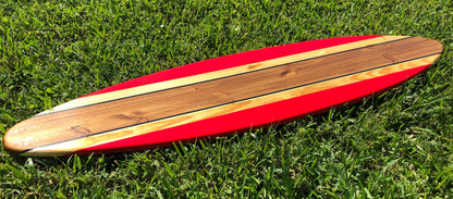 Red Rail Classic Style Surfboard Wall Art & Decor | Customizable | Wood Surfboard Decor, Beach House Decor, Coastal Decoration