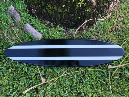Sleek Black & White Twist Surfboard Wall Art and Decor | Customizable | Wood Surfboard Decor, Beach House Coastal Decoration, Surf Decor