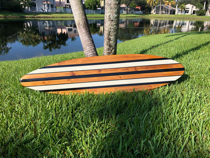 Vintage Black & White Twist Wood Surfboard Wall Art Home Decor | Customizable | Luxury Coastal Decor, Decorative Surfboard, Surfboard Art