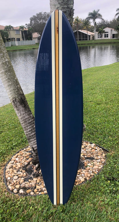 Deep Blue Dreams Wooden Surfboard Wall Art | Customizable Coastal Decor, Surfboard Decor