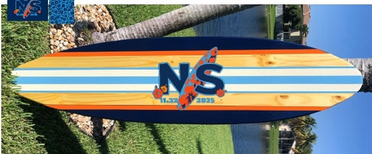 6ft Horizontal Custom Decorative Wood Signature Surfboard