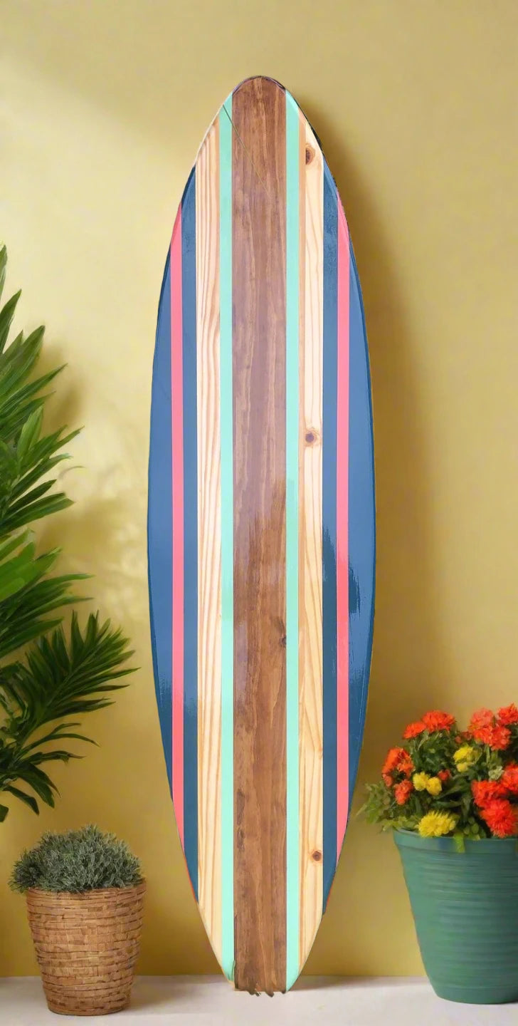 Tropical Wooden Surfboard Artwork Wall Decor- 2-6 foot Sizes Available- Beach House Decor, Office Decor, Beach Vibes