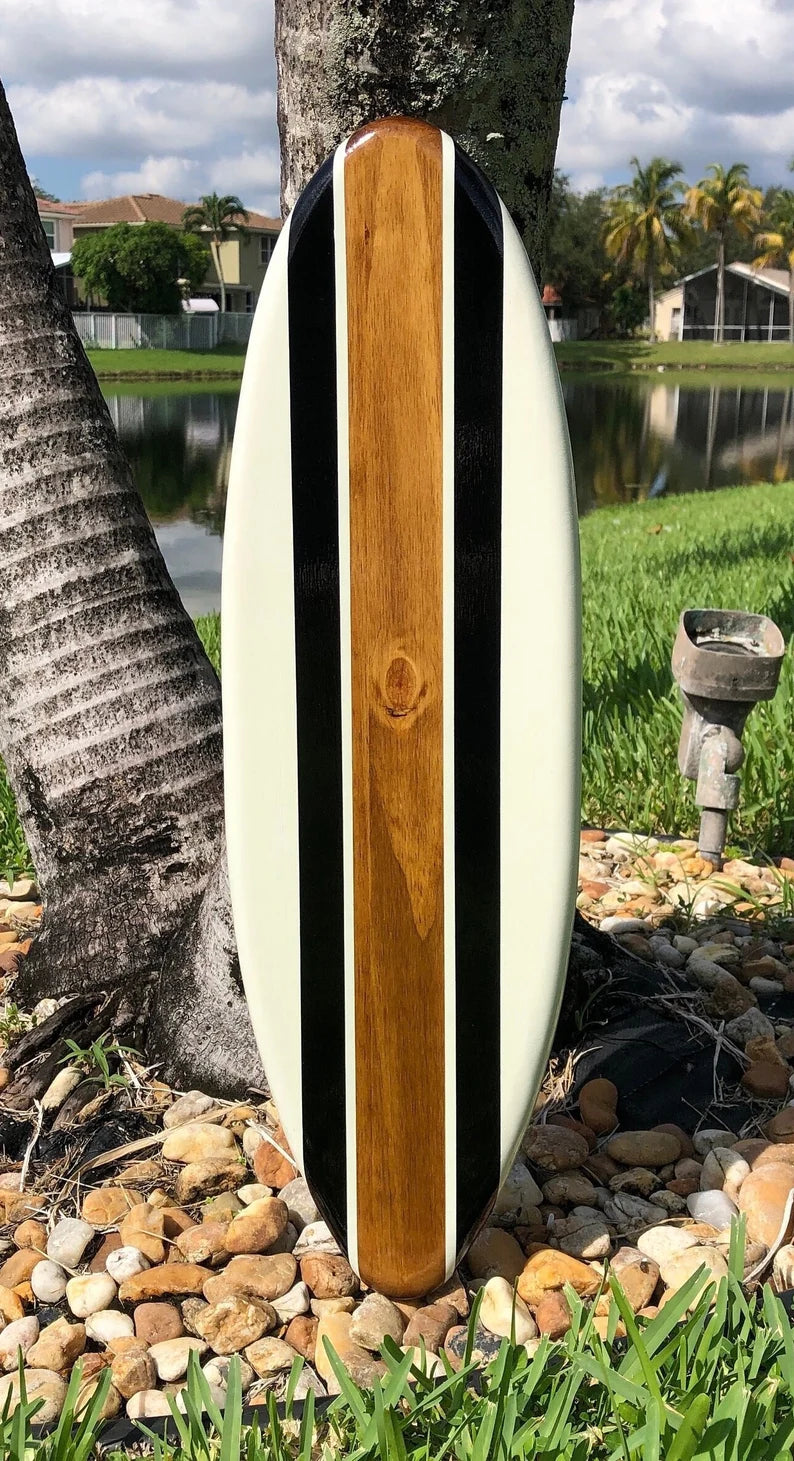 Classic Black & White Twist Wooden Surfboard Artwork Wall Decor- 2-6 foot Sizes Available- Beach House Decor, Office Decor, Beach Vibes (Copy)