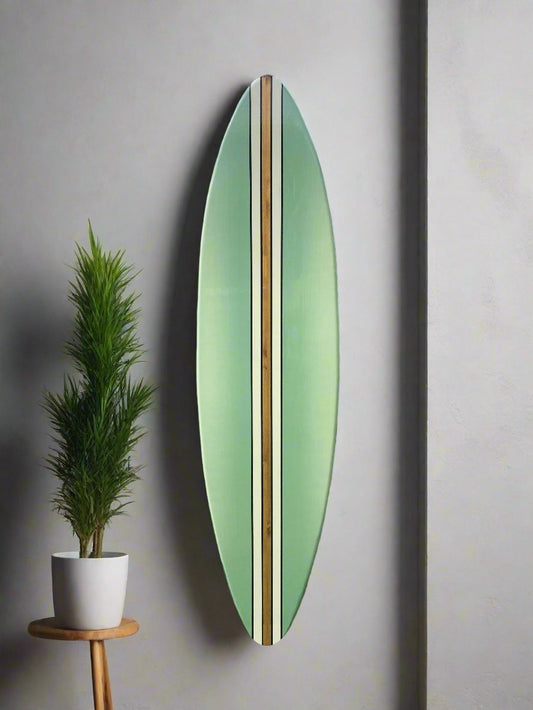 Smooth Sea Green Surfboard Wall Art & Decor | Customizable | Wood Surfboard Decor, Beach House Decor, Coastal Decor