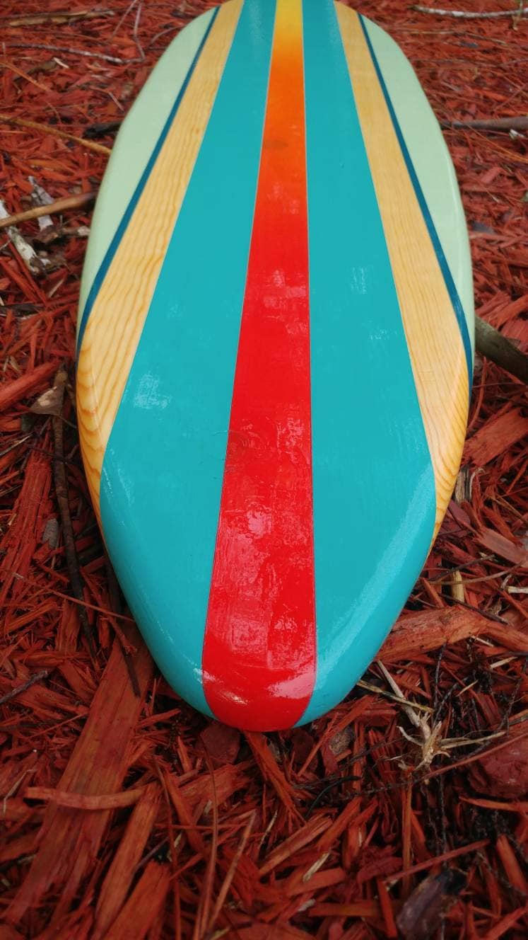 Tropical Aqua Surfboard Wall Art & Decor- Modern Style Wood Surfboard Decoration | Customizable Beach House Surf Decor, Coastal Decor