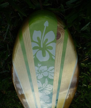 Tropical Green Surfboard Wall Art & Decor | Customizable | Wood Surfboard Decor, Beach House Decor, Coastal Decor, Decorative Surfboard Art
