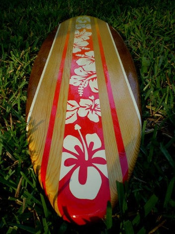 Fire Sunset Wood Surfboard Wall Art Home Decor- Customizable 2-6 foot Sizes Available- Tropical Beach House Decor, Surfboard Decor, Surfboard Wall Art