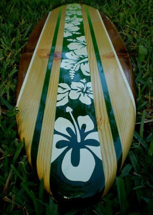 Tropical Green Surfboard Wall Art & Decor | Customizable | Wood Surfboard Decor, Beach House Decor, Coastal Decor, Decorative Surfboard Art