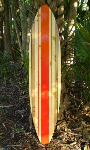 Red Hot Classic Surfboard Wall Art & Decor | Customizable | Wood Surfboard Decor, Beach House Decor, Coastal Decor