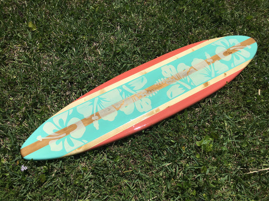 Sea Coral Classic Vintage Style Surfboard Wall Art & Decor | Customizable | Wood Surfboard Decor, Beach House Decor, Coastal Decoration