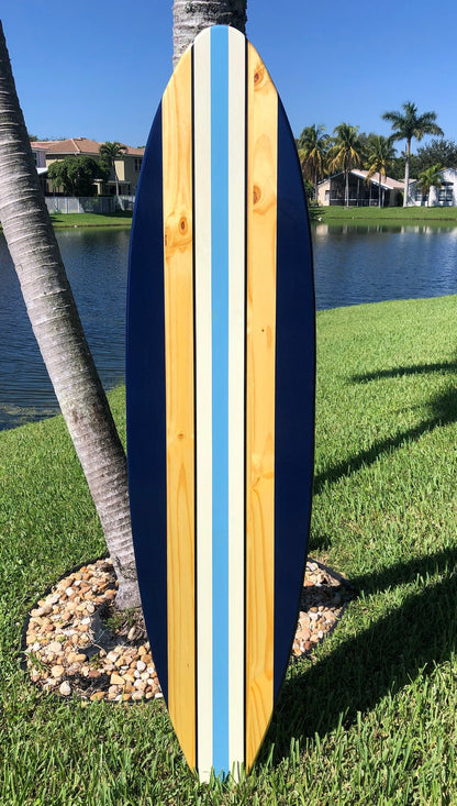 Navy Blue Twist Surfboard Wood Wall Art & Decor | Customizable | Surfboard Decor, Beach House Decor, Coastal Decor