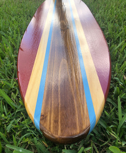 Red & Sky Blue Vintage Style Surfboard Wood Wall Art and Decor | Customizable | Surfboard Decor, Beach House Decor, Coastal Decor