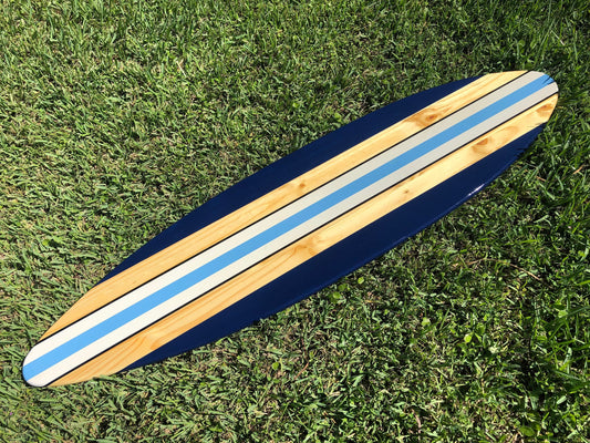 Navy Blue Twist Surfboard Wood Wall Art & Decor | Customizable | Surfboard Decor, Beach House Decor, Coastal Decor