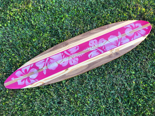 Magenta Distressed Style Surfboard Wood Wall Art & Decor | Customizable | Surfboard Decor, Beach House Decor, Coastal Decor