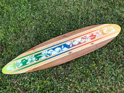 Tropical Blend Surfboard Wood Wall Art & Decor | Customizable | Wood Surfboard Decor, Beach House Decor, Coastal Decor
