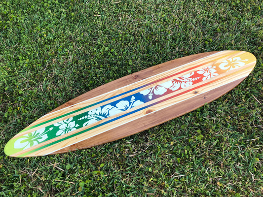 Tropical Blend Surfboard Wood Wall Art & Decor | Customizable | Wood Surfboard Decor, Beach House Decor, Coastal Decor