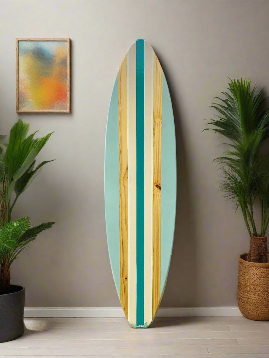 Coastal Coral Pastel Series Surfboard Wood Wall Art & Decor | Customizable | Surfboard Decor, Beach House Decor, Coastal Decor