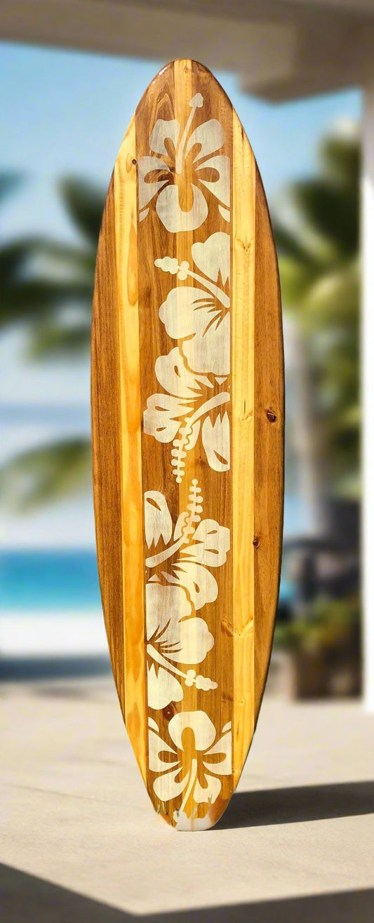 Natural Vintage Distressed Style Surfboard Wood Wall Art & Decor | Customizable | Surfboard Decor, Beach House Decor, Coastal Decor